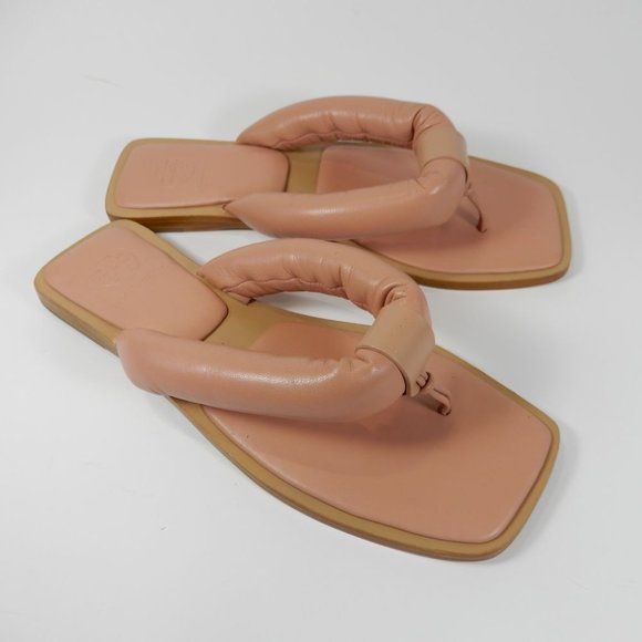 TORY BURCH Puffy Strap Thong Nevada Flat SANDALS Size 5.5 Shell Pink Leather NEW - Picture 12 of 13